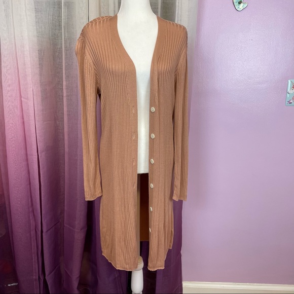 Worthington | Sweaters | Worthington Blush Ribbed Longline Button Front Long  Sleeve Duster Cardigan Sz Xl | Poshmark